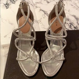 Sexy Silver Alaia Strappy Stilettos